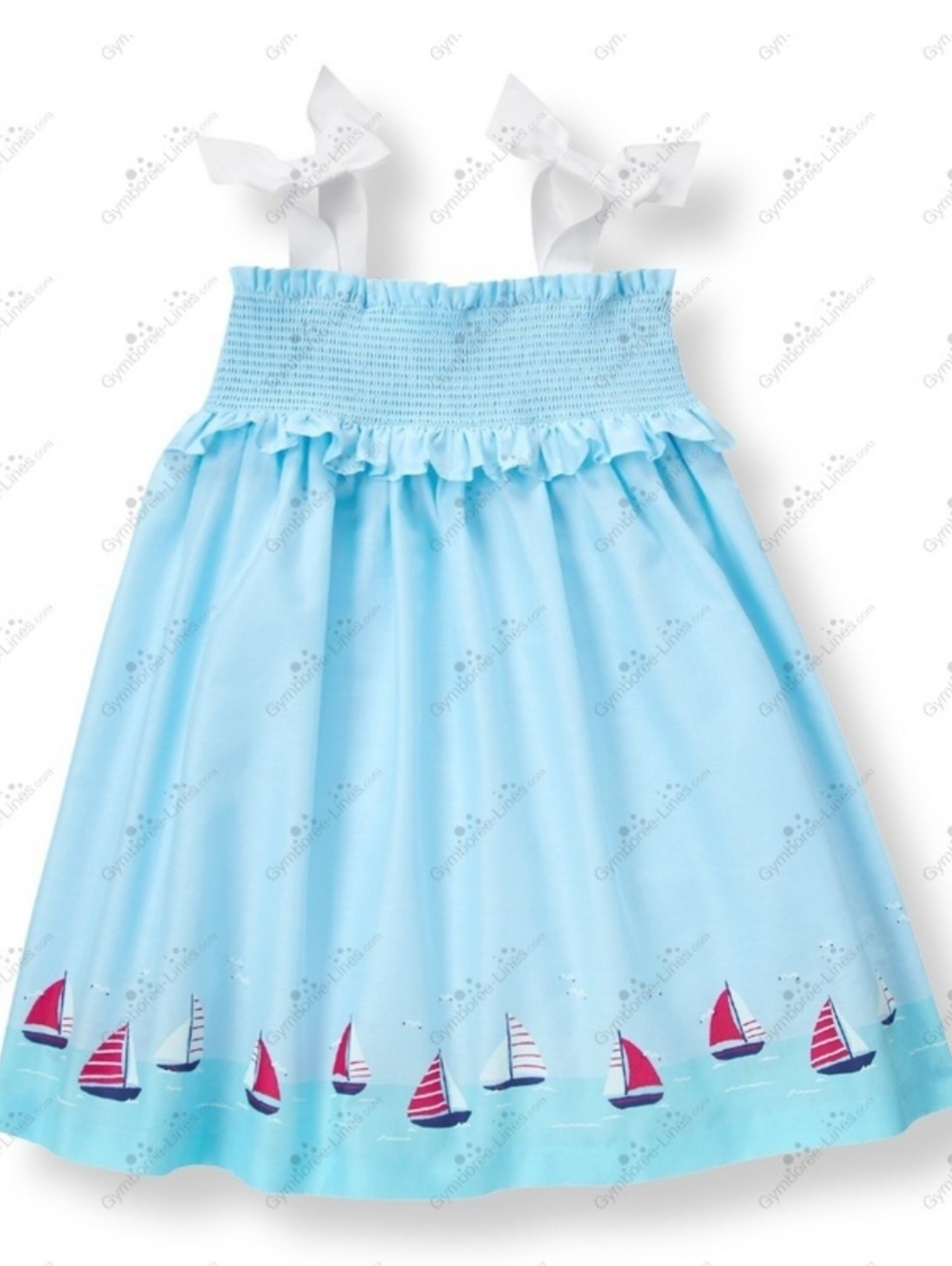 Janie & Jack vintage "Getaway Blooms" sailboat border dress